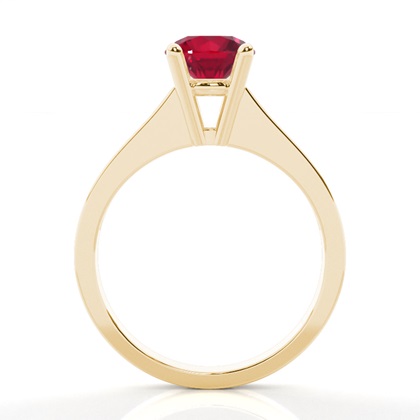 Side Stone Diamond With Round Ruby Engagement Ring