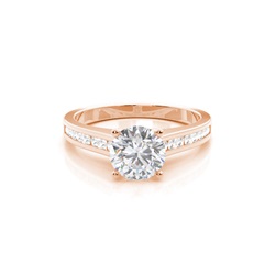 White Gold Round Side Stone Moissanite Engagement Ring