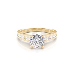 White Gold Round Side Stone Diamond Engagement Ring