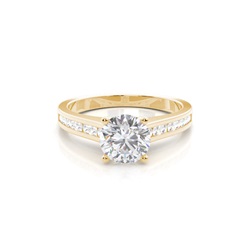 White Gold Round Side Stone Moissanite Engagement Ring