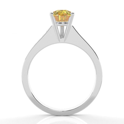 4 Prong Yellow Diamond Side Stone Engagement Ring