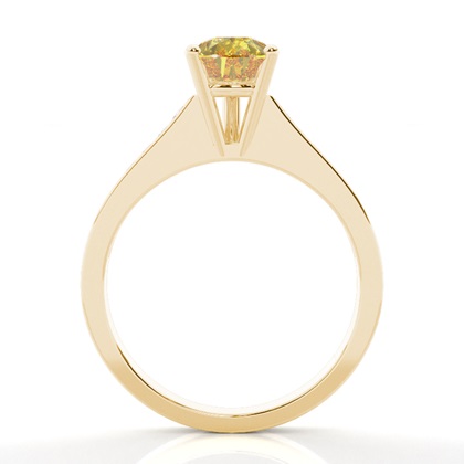 4 Prong Yellow Diamond Side Stone Engagement Ring