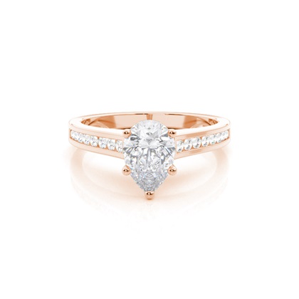 White Gold Round Side Stone Moissanite Engagement Ring
