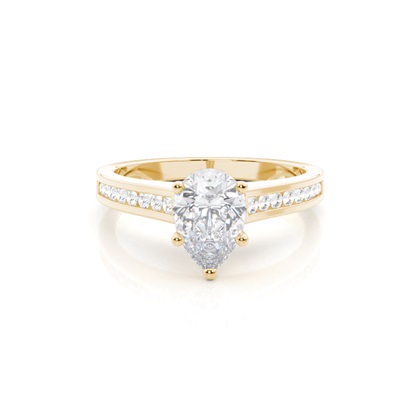White Gold Round Side Stone Moissanite Engagement Ring