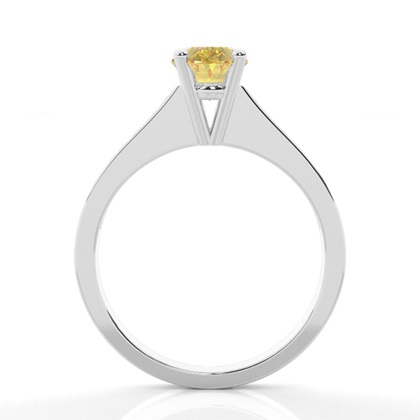 4 Prong Yellow Diamond Side Stone Engagement Ring