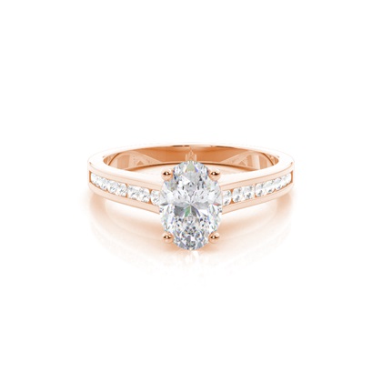 White Gold Round Side Stone Moissanite Engagement Ring