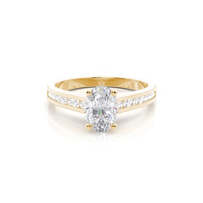 White Gold Round Side Stone Moissanite Engagement Ring