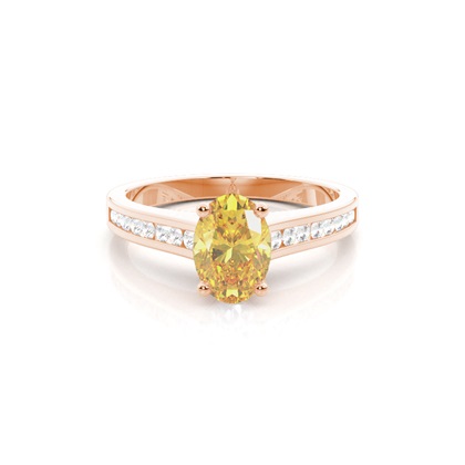 4 Prong Yellow Diamond Side Stone Engagement Ring