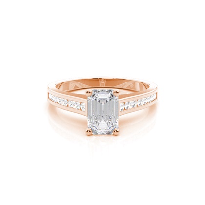 White Gold Round Side Stone Moissanite Engagement Ring