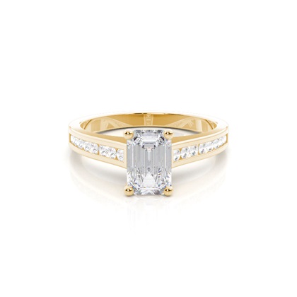 White Gold Round Side Stone Moissanite Engagement Ring