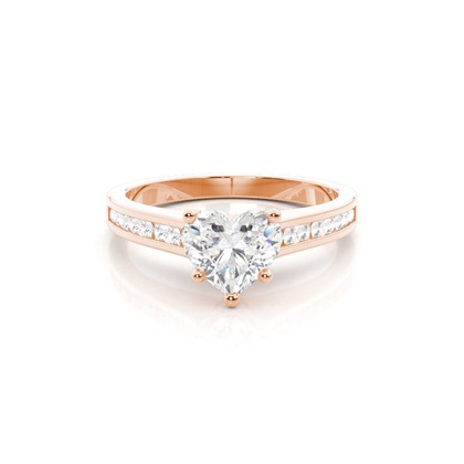 Heart Rose Gold Side Stone Diamond Rings