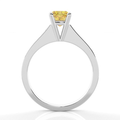 4 Prong Yellow Diamond Side Stone Engagement Ring