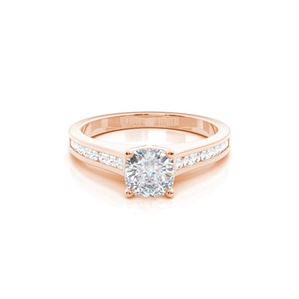 White Gold Round Side Stone Moissanite Engagement Ring