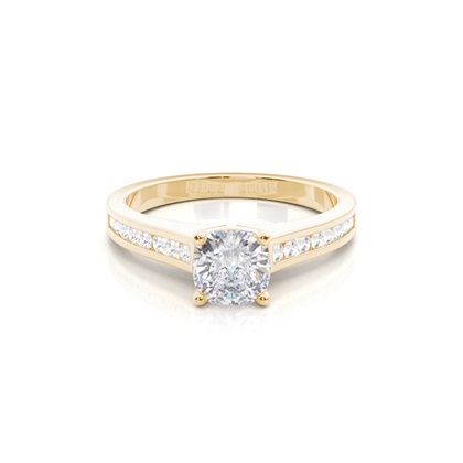 White Gold Round Side Stone Moissanite Engagement Ring
