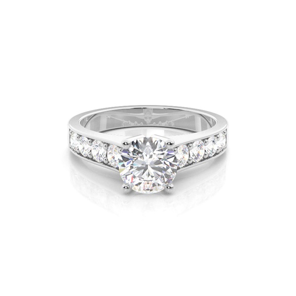 4 Prong Setting Large Side Stone Engagement Ring