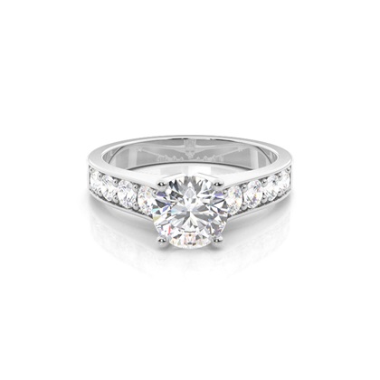 4 Prong Setting Large Side Stone Engagement Ring