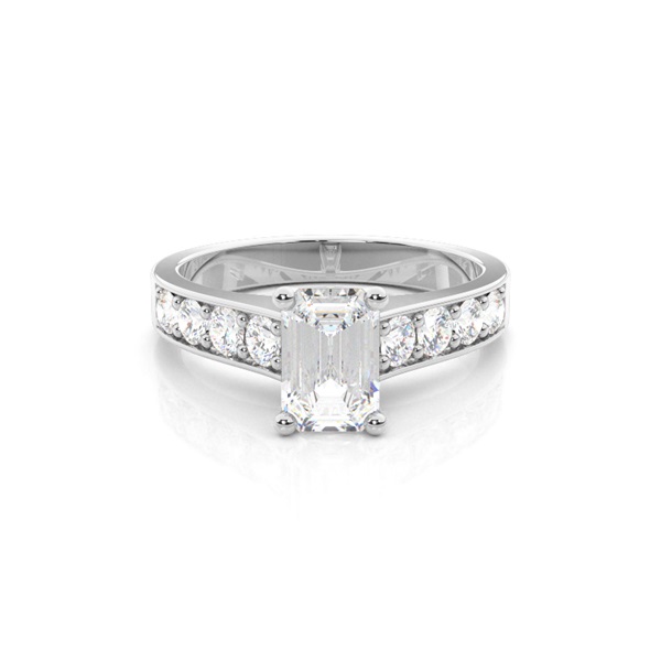 4 Prong Setting Large Side Stone Engagement Ring