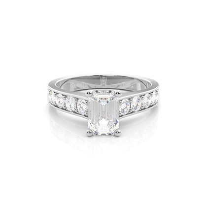 4 Prong Setting Large Side Stone Engagement Ring