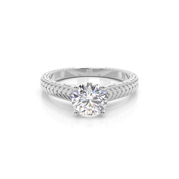 White Gold Round Vintage Diamond Engagement Ring