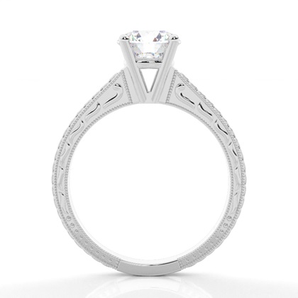 White Gold Round Vintage Diamond Engagement Ring
