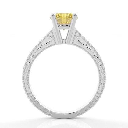 4 Prong Yellow Diamond Vintage Solitaire Engagement Ring