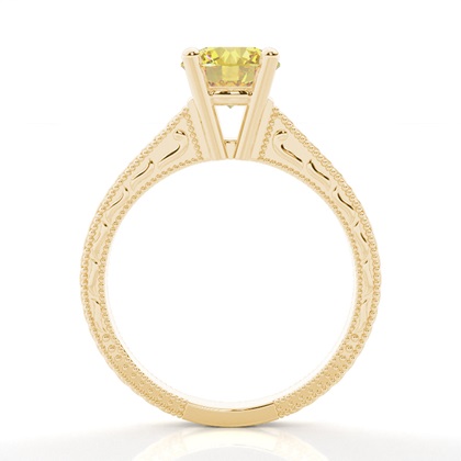 4 Prong Yellow Diamond Vintage Solitaire Engagement Ring