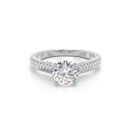 White Gold Round Vintage Diamond Engagement Ring