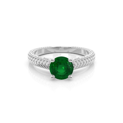Round Vintage Emerald Engagement Ring
