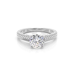 White Gold Round Vintage Diamond Engagement Ring