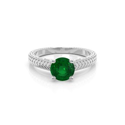 Round Vintage Emerald Engagement Ring