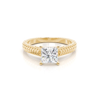 Kulatý Vintage diamantový zásnubní prsten z bílého zlata