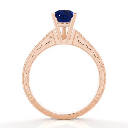 Ovaler Blauer Saphir Weinlese Diamant Verlobungsring