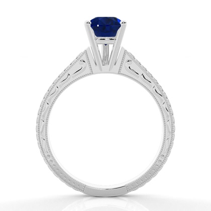 Ovaler Blauer Saphir Weinlese Diamant Verlobungsring