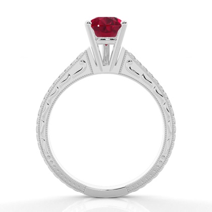 Oval Ruby Vintage Diamond Engagement Ring