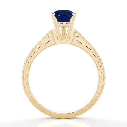 Ovaler Blauer Saphir Weinlese Diamant Verlobungsring