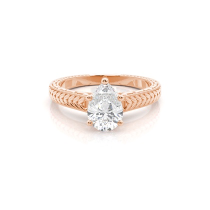Pear Rose Gold Solitaire Diamond Rings