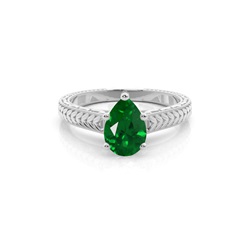 Oval Emerald Vintage Diamond Engagement Ring