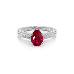 Oval Ruby Vintage Diamond Engagement Ring