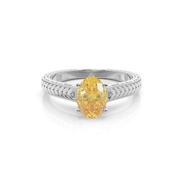 4 Prong Yellow Diamond Vintage Solitaire Engagement Ring