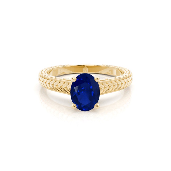 Oval Blue Sapphire Vintage Diamond Engagement Ring
