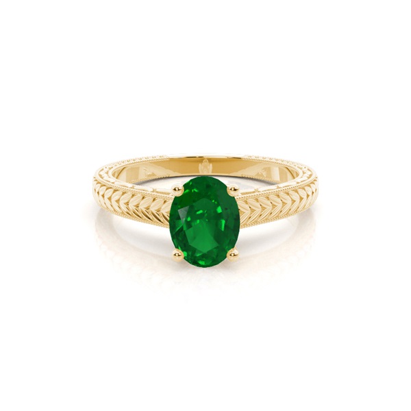 Oval Emerald Vintage Diamond Engagement Ring
