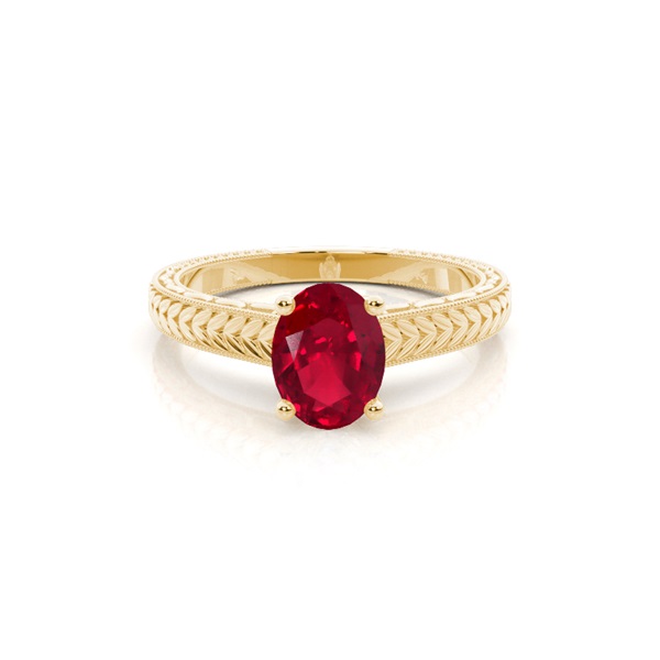Oval Ruby Vintage Diamond Engagement Ring