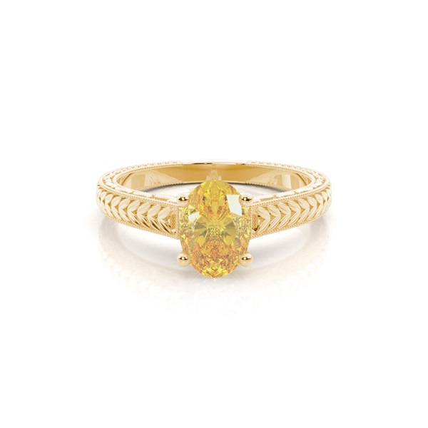 4 Prong Yellow Diamond Vintage Solitaire Engagement Ring