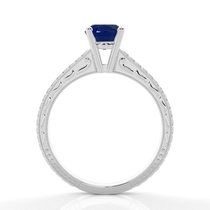 Ovaler Blauer Saphir Weinlese Diamant Verlobungsring