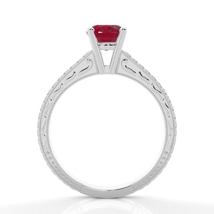 Ovaler Vintage Diamant Verlobungsring Mit Rubin