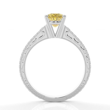 4 Prong Yellow Diamond Vintage Solitaire Engagement Ring