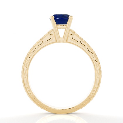 Ovaler Blauer Saphir Weinlese Diamant Verlobungsring