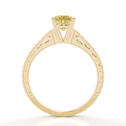 4 Prong Yellow Diamond Vintage Solitaire Engagement Ring
