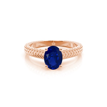 Oval Blue Sapphire Vintage Diamond Engagement Ring