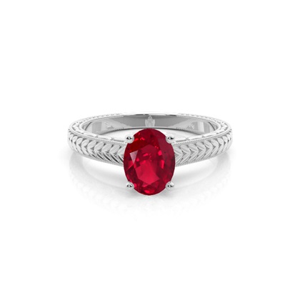 Oval Ruby Vintage Diamond Engagement Ring